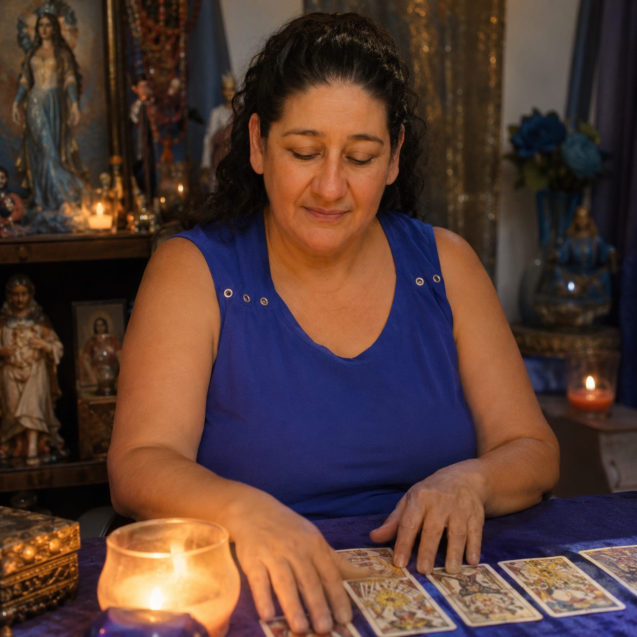 Venus realizando una lectura de Tarot de Marsella